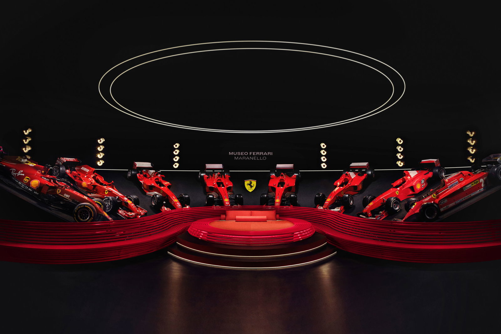 The Ferrari Museum's Salle della Vittorie, complete with bed